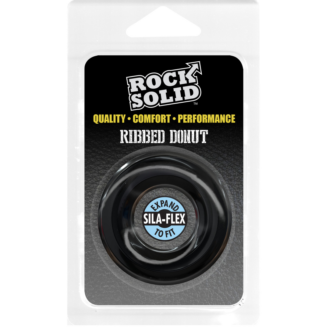 Penisring Donut gerippt Schwarz 5,7 x Ø 5,7 cm