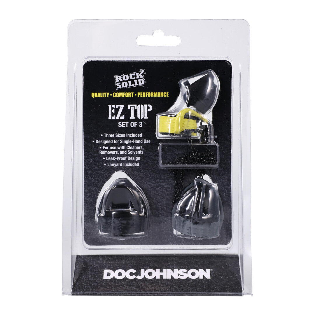 Flaschenaufsatz Doc Johnson Rock Solid EZ Top 3er-Set Schwarz/Gelb/Grau – Ansicht 2