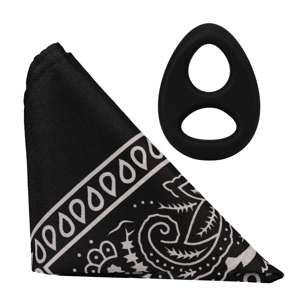 Penisring Code Silikon mit Bandana Schwarz 6,6 x Ø 4,6 cm