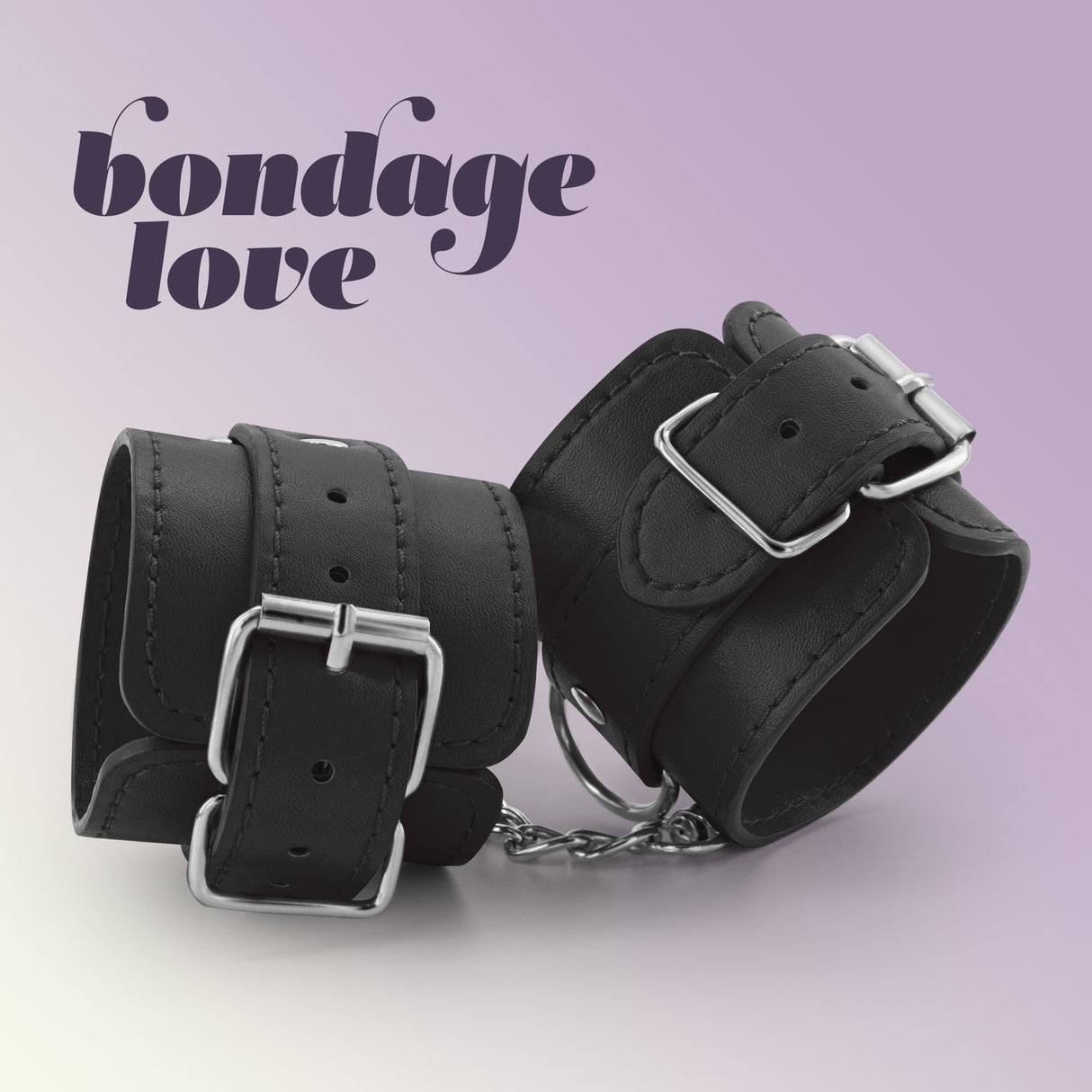 Handschellen Bondage Love aus Leder Schwarz