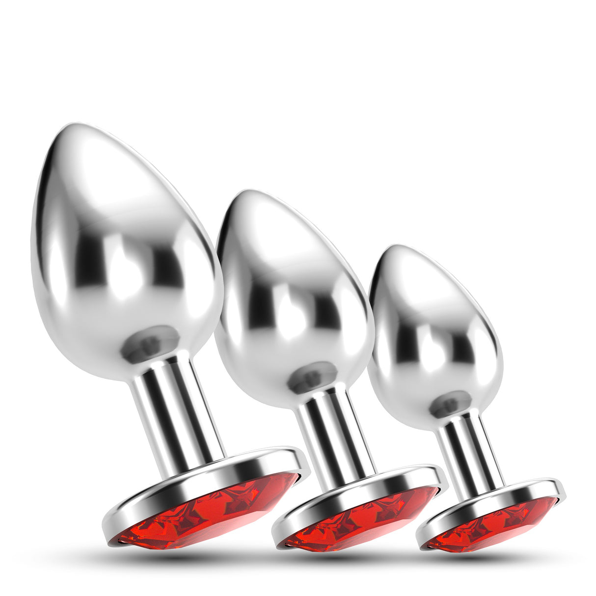 Analplug-Set Bijou Trio mit Samtbeuteln Rot 6 x Ø 2,7 cm