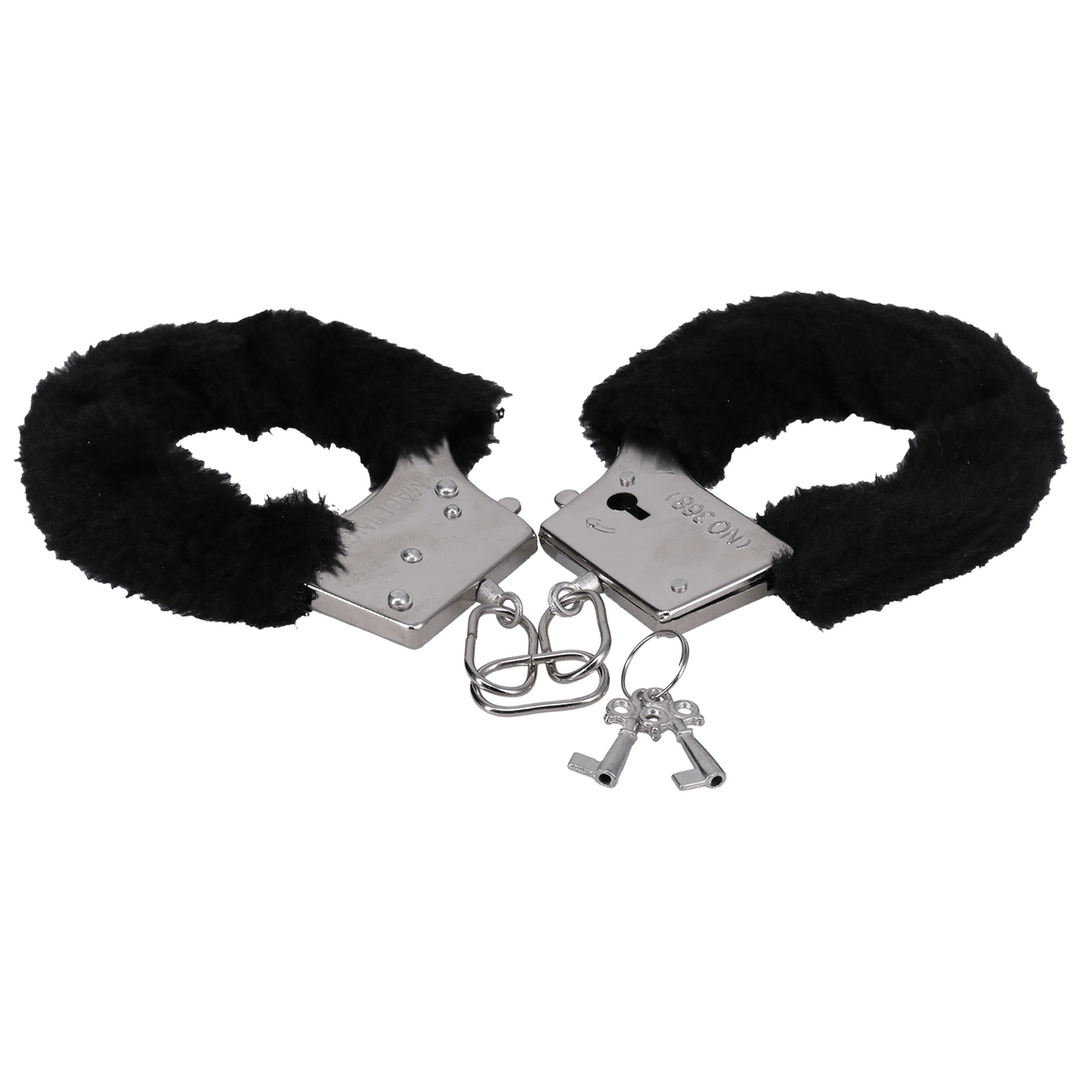 Plüsch-Handschellen Schwarz 32 x Ø 11 cm