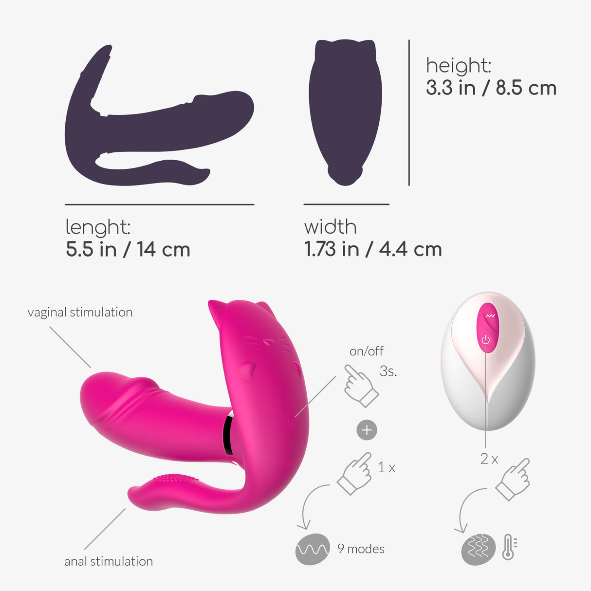 Vibrator Fritz mit Fernbedienung Rosé