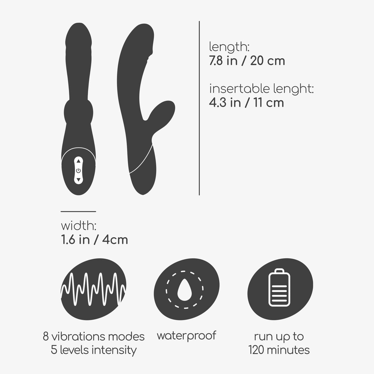 Rabbit-Vibrator Dare Dong mit Akku Schwarz