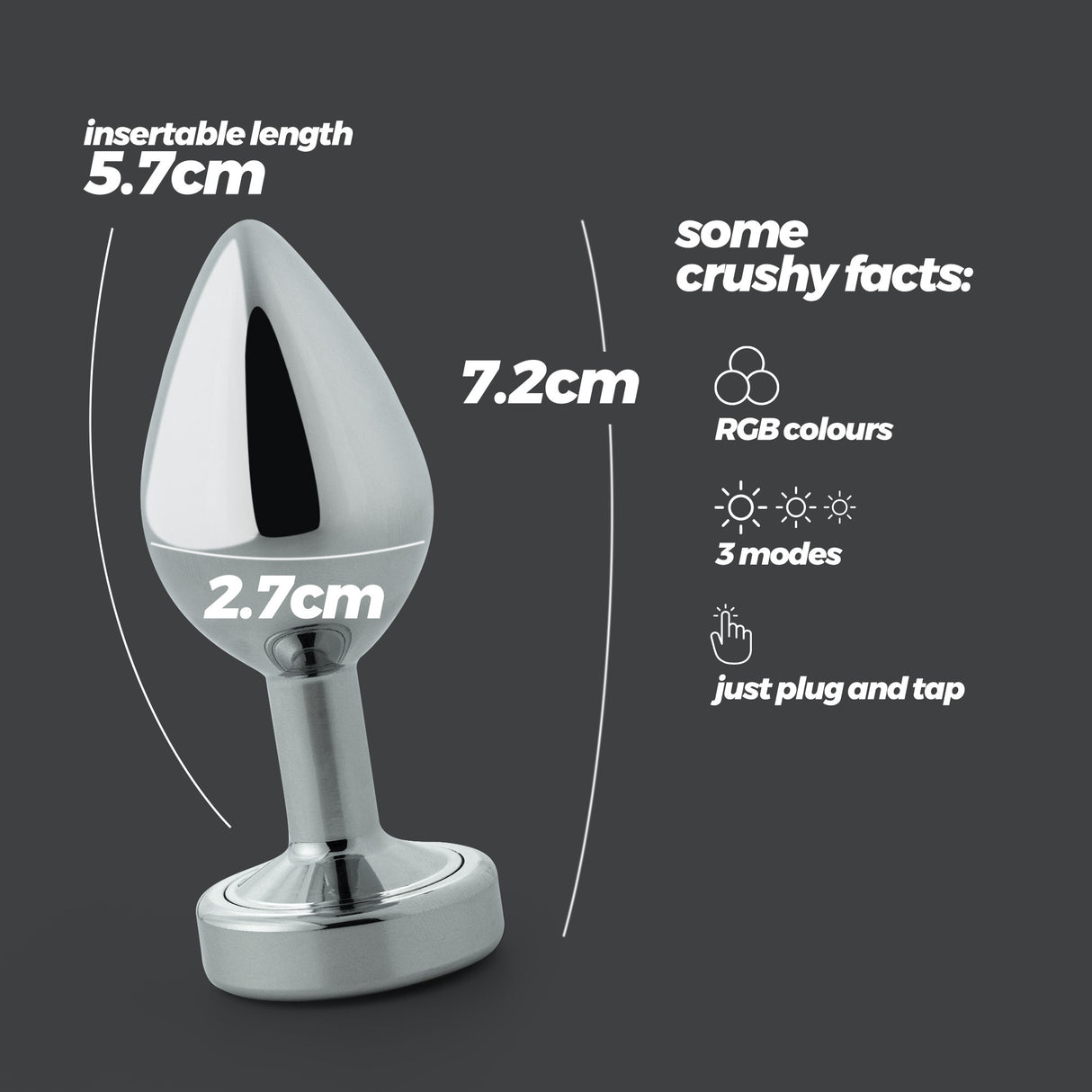 Analplug Borealis mit LED 5,7 x Ø 2,7 cm