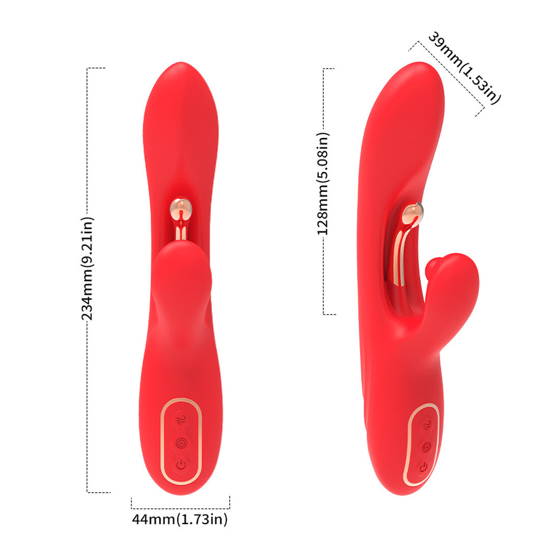 Rabbit-Vibrator The Ace mit drei Motoren Rot 23 x 4 cm – Ansicht 6