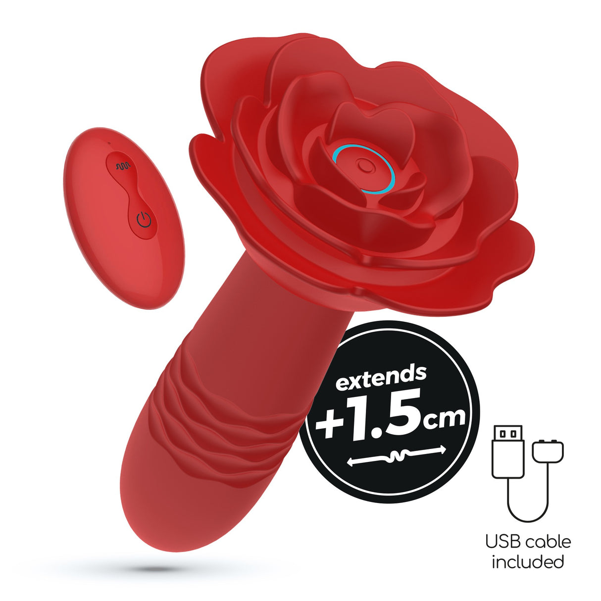 Analplug Romeo mit Stoßfunktion und Fernbedienung Rot