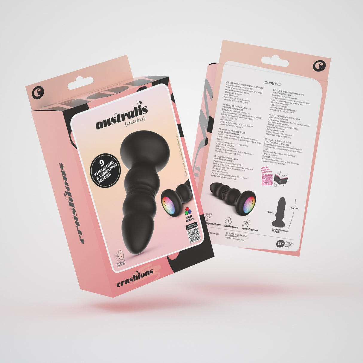 Analplug Australis mit LED und Fernbedienung Schwarz