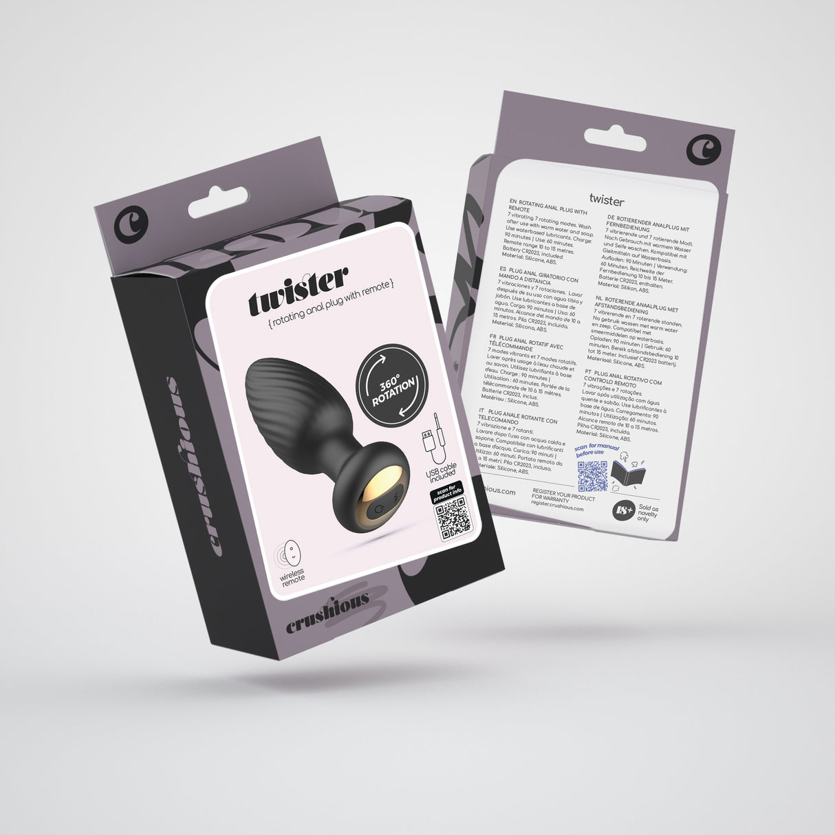 Analplug Twister mit Rotation und Fernbedienung Schwarz