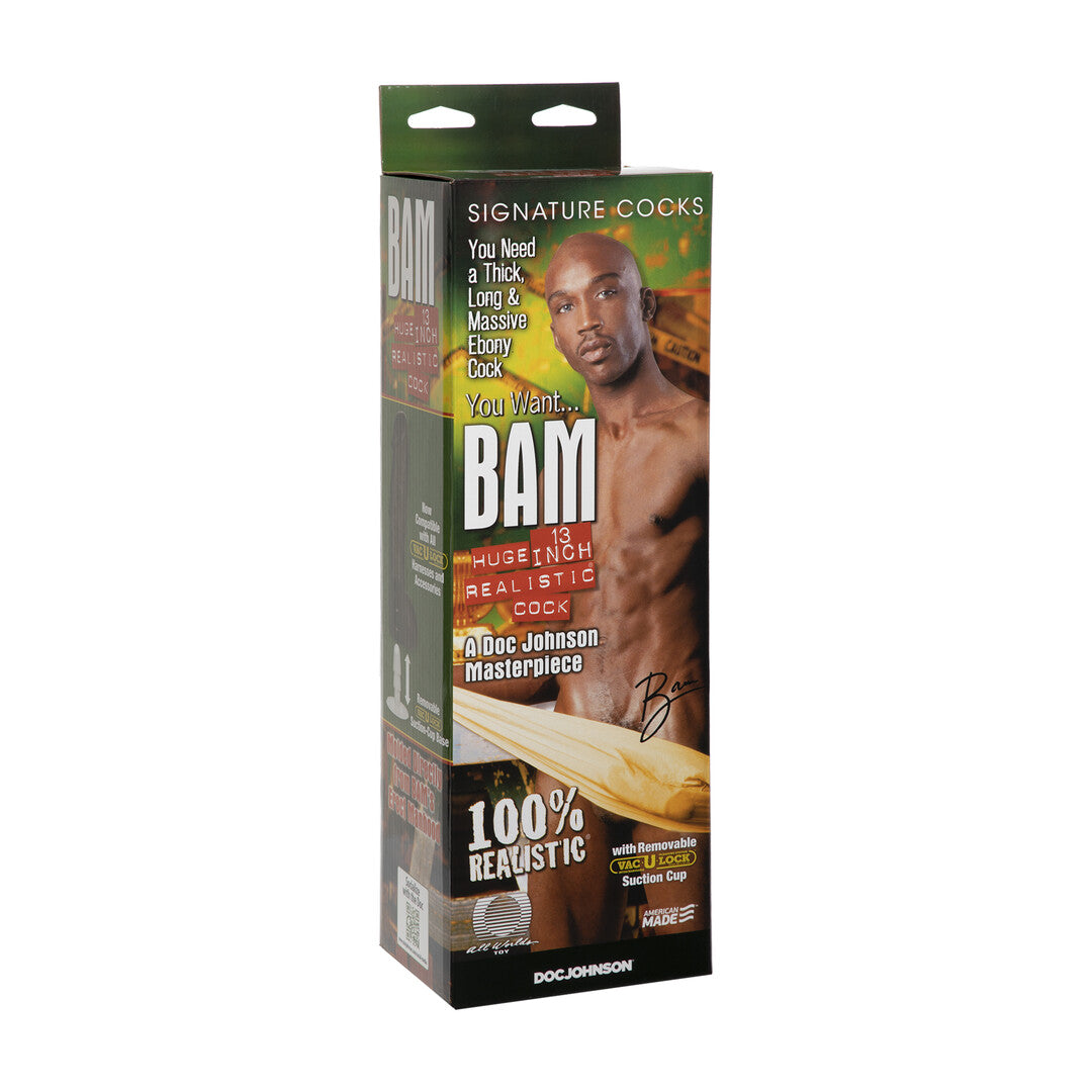 Realistischer Dildo Bam Schwarz 25,2 x Ø 6,9 cm