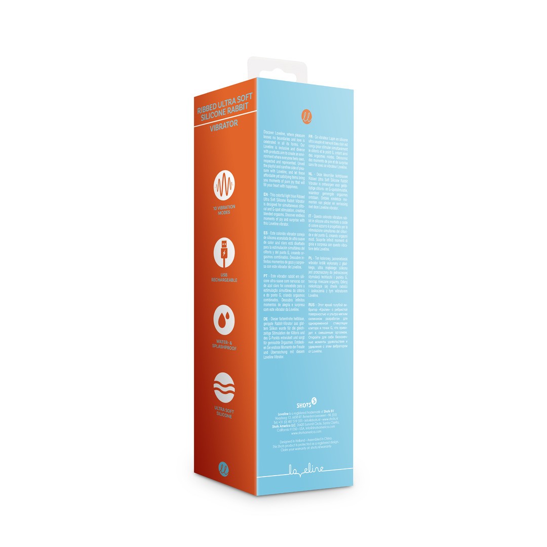 Rabbit-Vibrator gerippt aus ultraweichem Silikon Blau