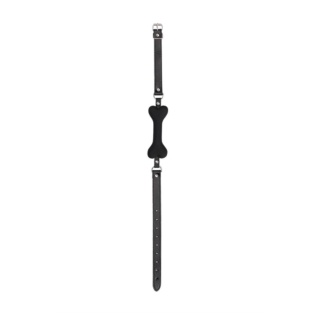 Knebel in Knochenform aus Silikon Schwarz