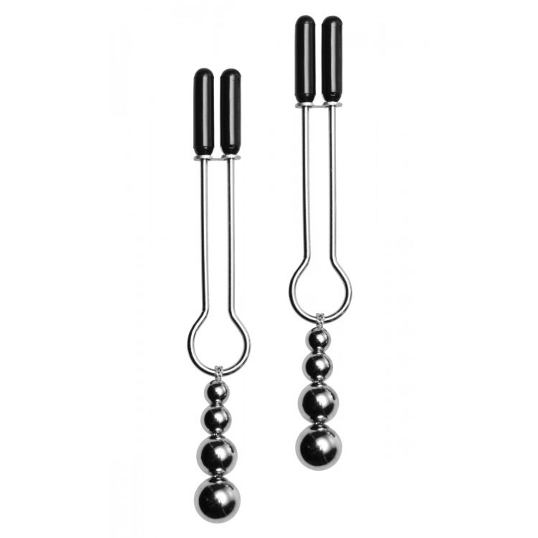 Nippelklemmen-Set mit Perlen Silber