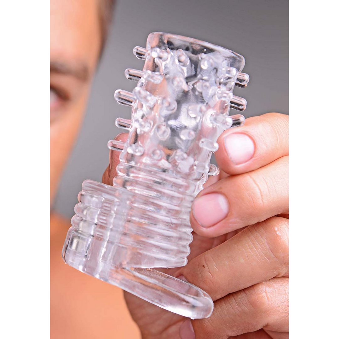 Penishülle mit Vibration strukturiert Durchsichtig 8,3 cm