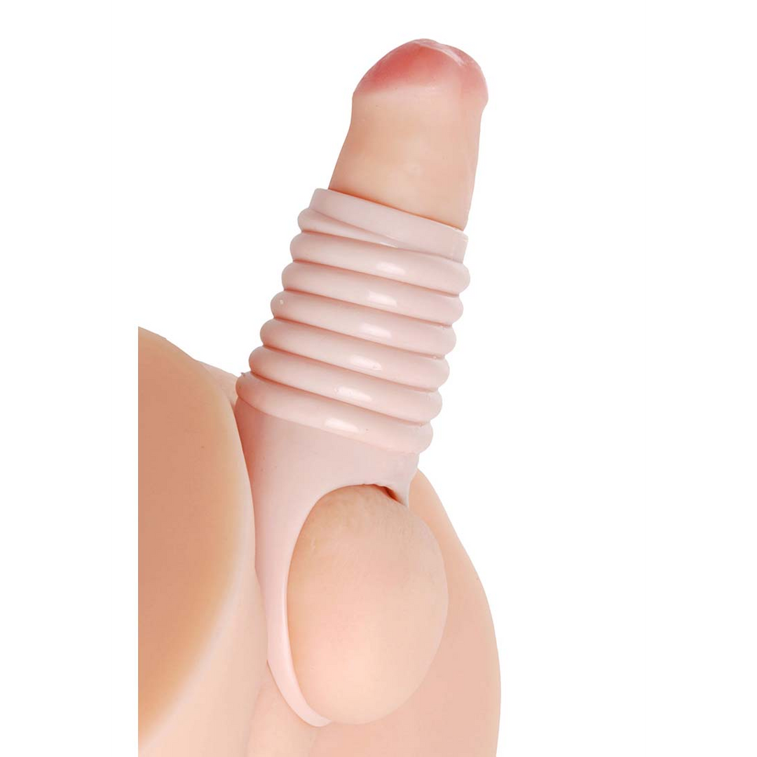 Penishülle gerippt Hautfarbe 10 cm