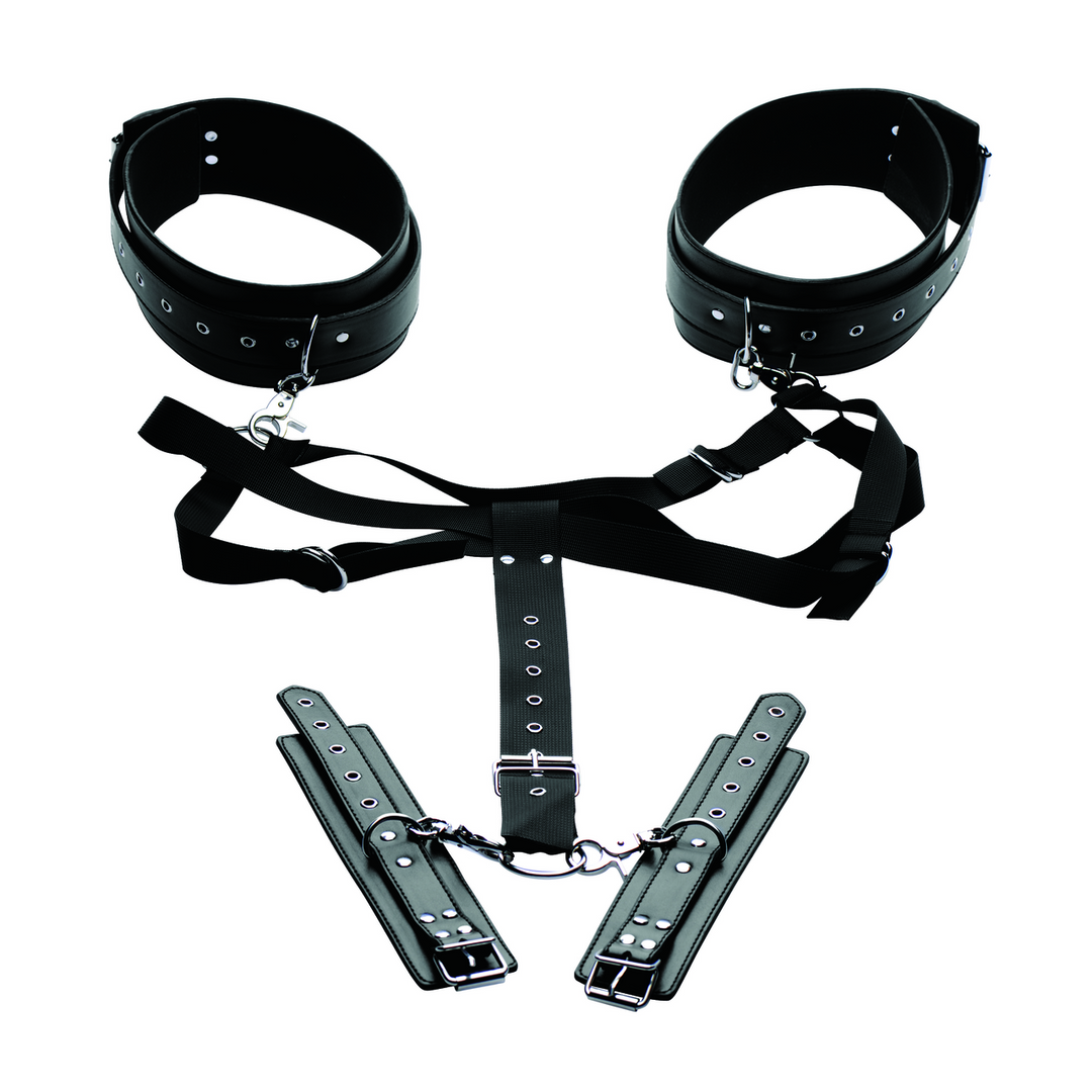 Oberschenkel-Harness mit Handfesseln Schwarz 122,5 cm