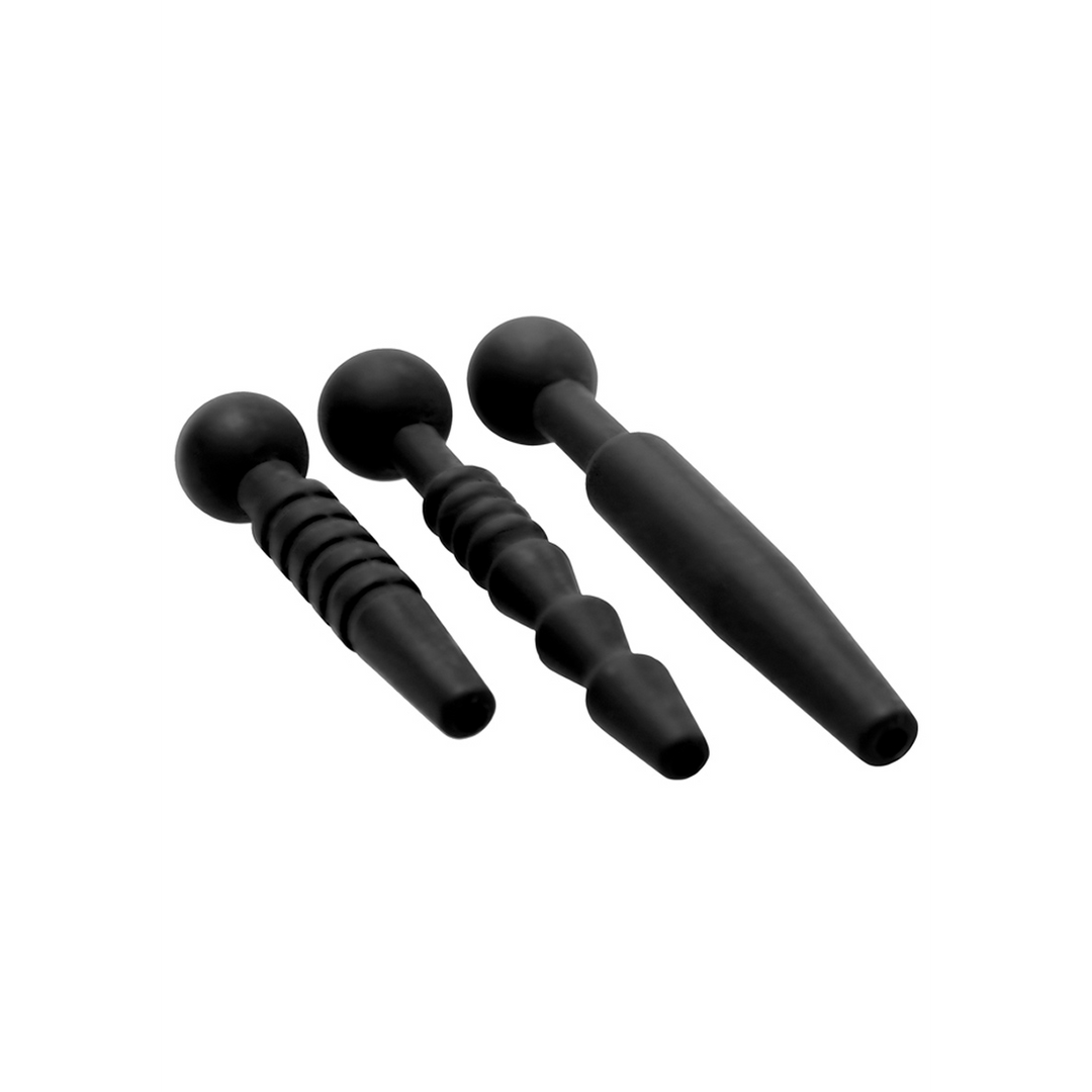 Penisplug-Set 3-teilig aus Silikon Schwarz 14 cm