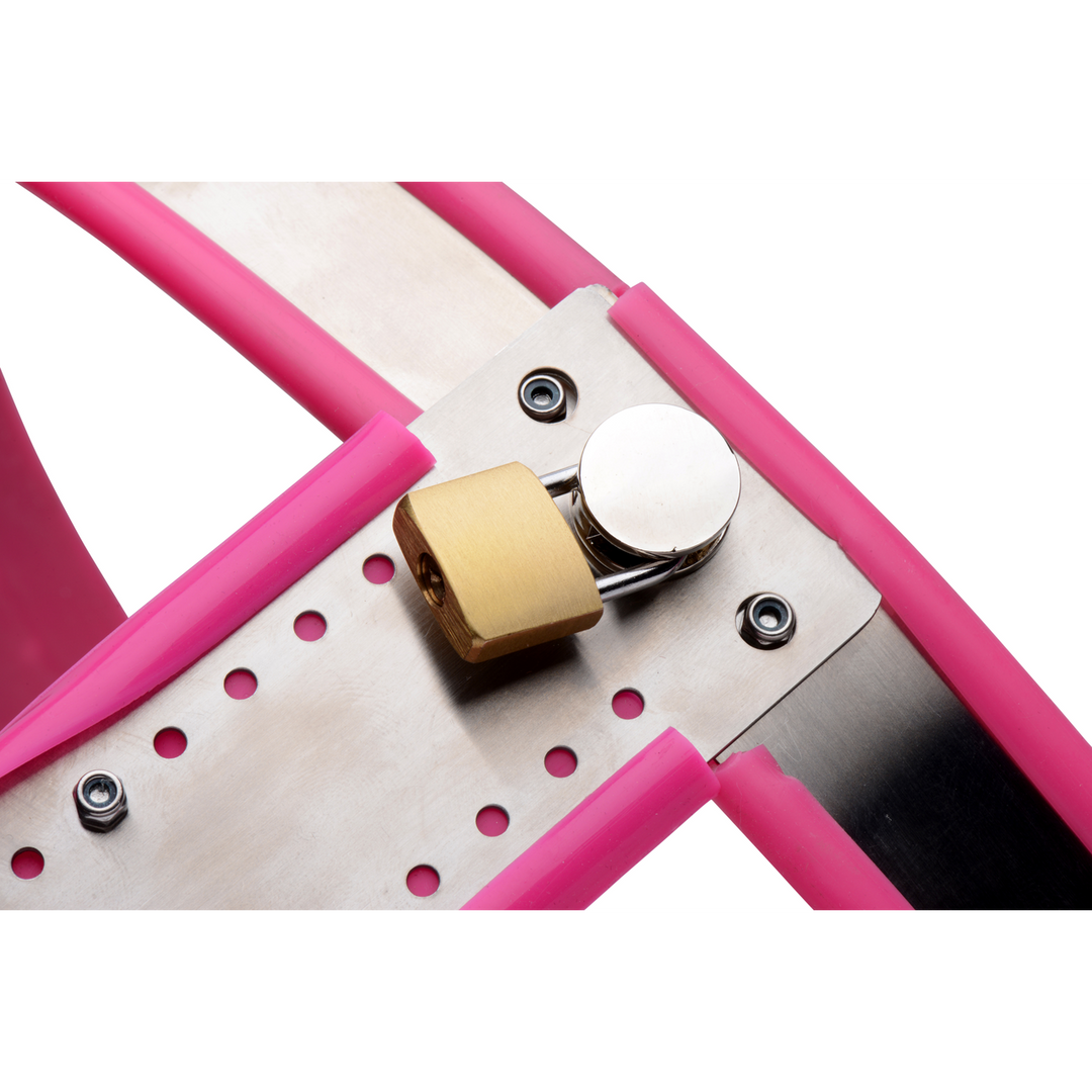 Keuschheitsgürtel für Damen aus Edelstahl verstellbar Pink 9,5 cm