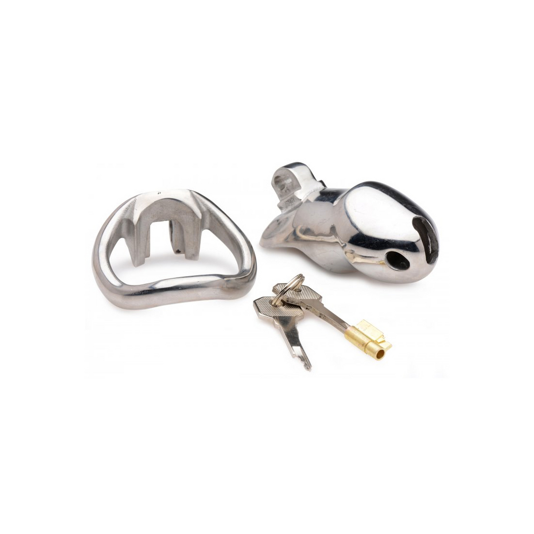 Peniskäfig Rikers aus Edelstahl abschließbar Silber 8,3 cm