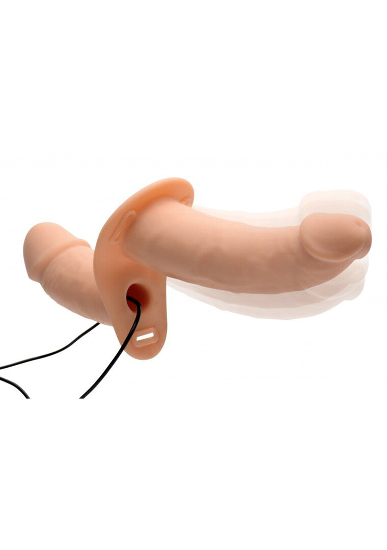 Strap-on Vibrierender Doppeldildo mit Harness Natur 16,5 x 3,8 cm – Ansicht 5