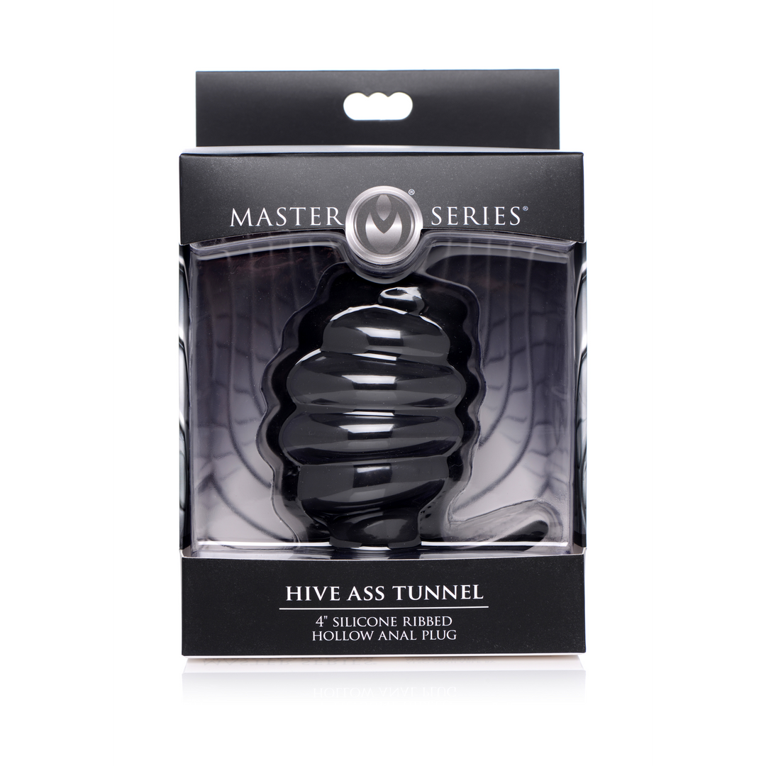 Analplug Hive hohl gerippt Schwarz 8,3 x Ø 6,2 cm