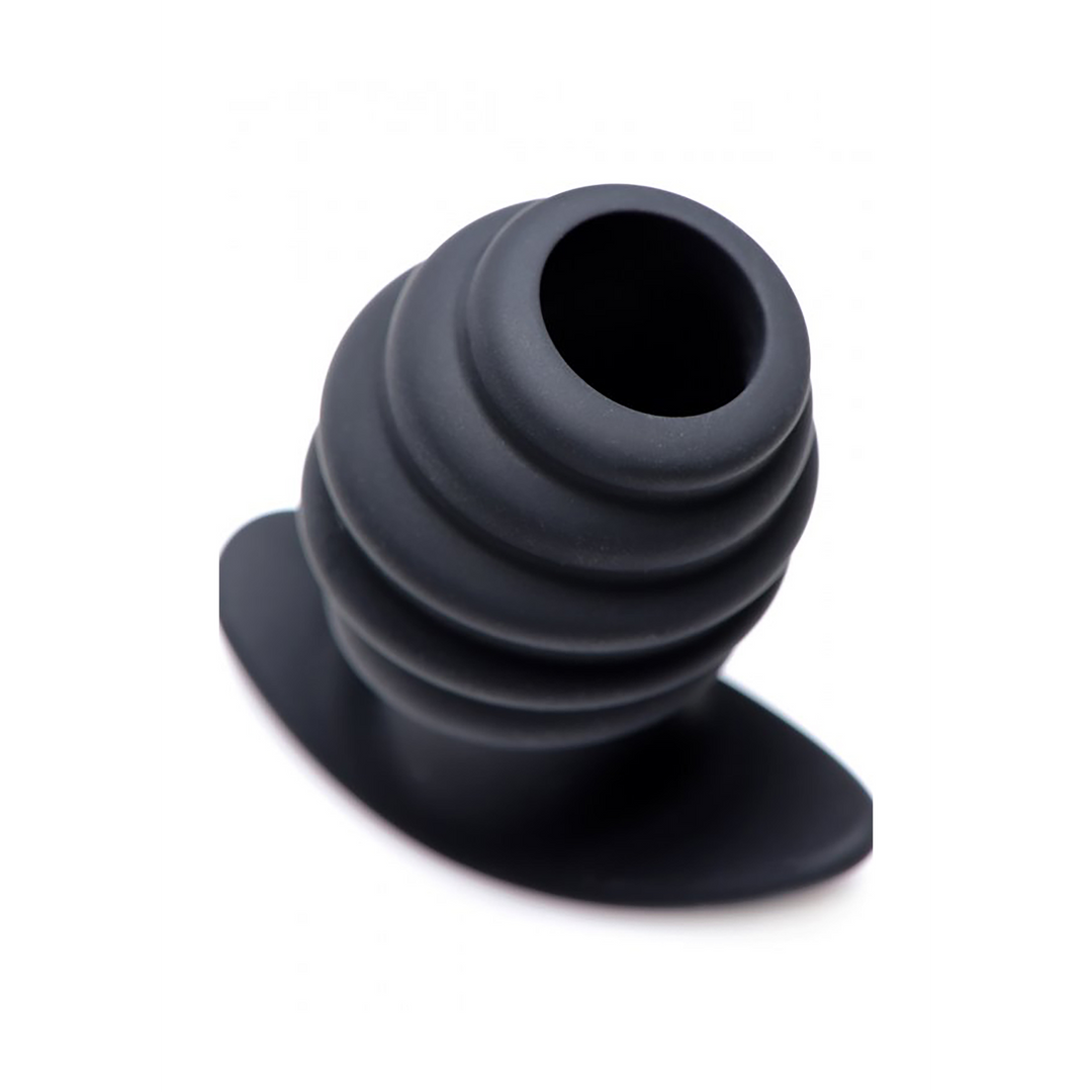 Analplug Hive hohl gerippt Schwarz 8,3 x Ø 6,2 cm