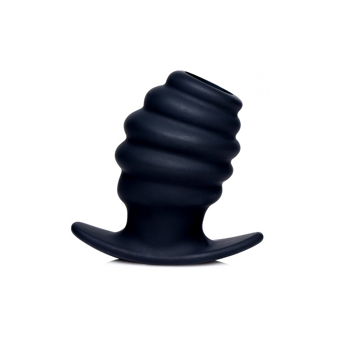 Analplug Hive hohl gerippt Schwarz 8,3 x Ø 6,2 cm
