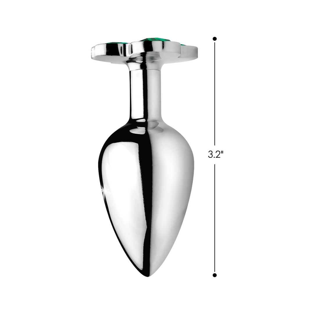 Analplug Lucky Clover mit Schmuckstein Silber