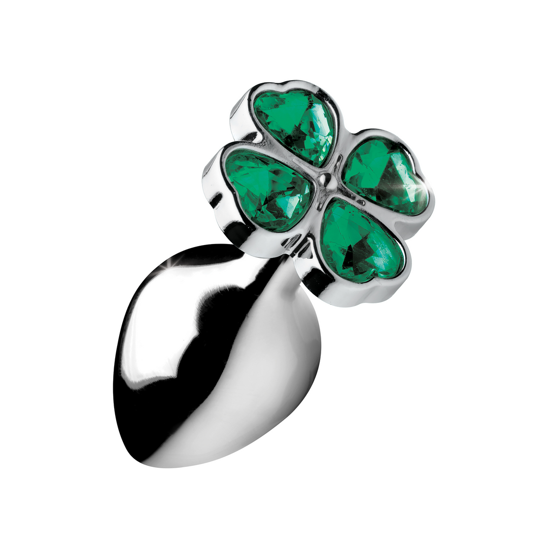 Analplug Lucky Clover mit Schmuckstein Silber