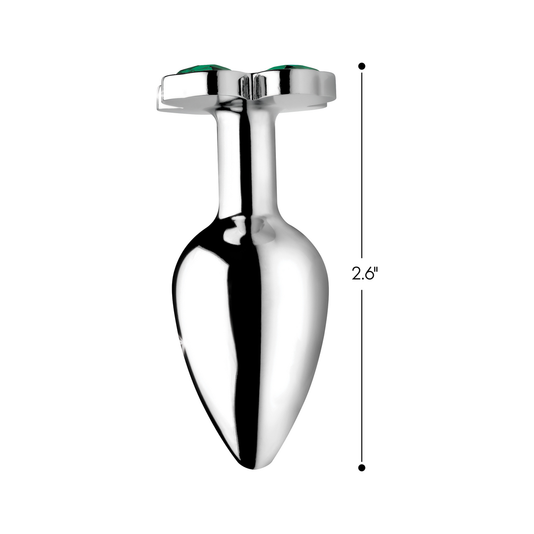 Analplug Lucky Clover mit Schmuckstein Silber