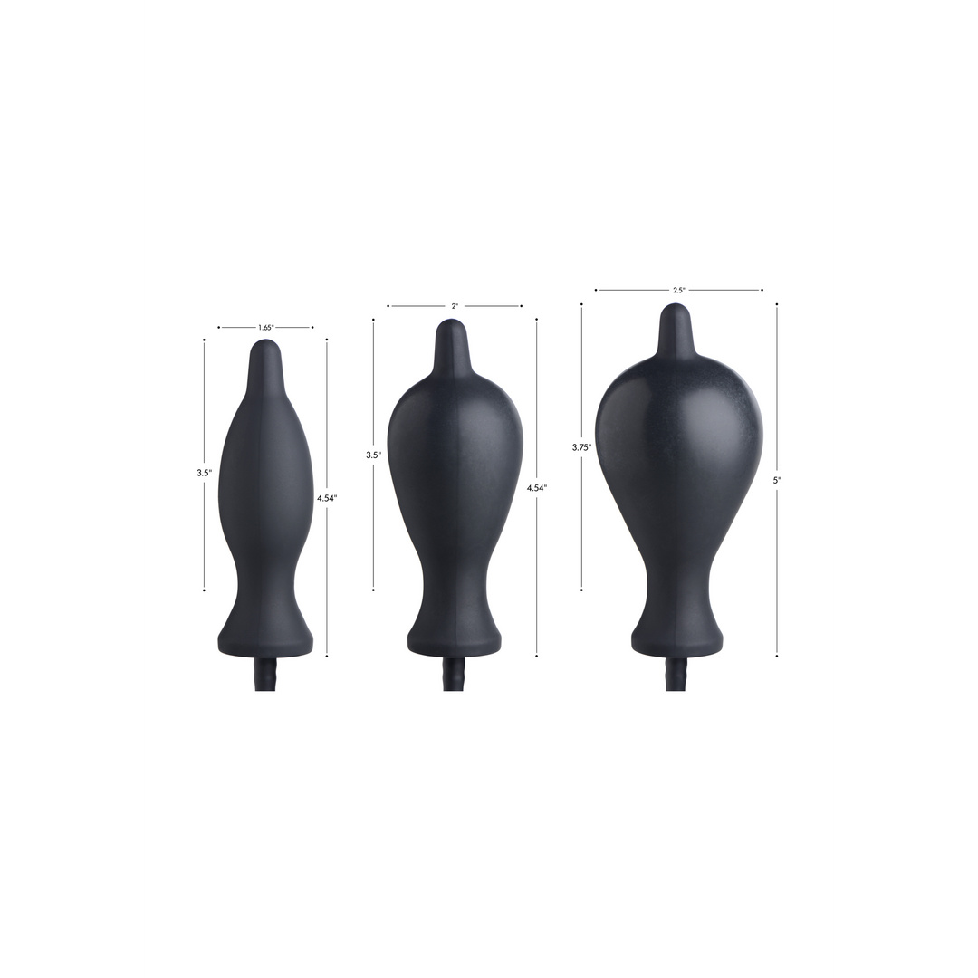 Analplug Dunkler Inflator aufblasbar Silikon Schwarz 8,9 x Ø 3 cm