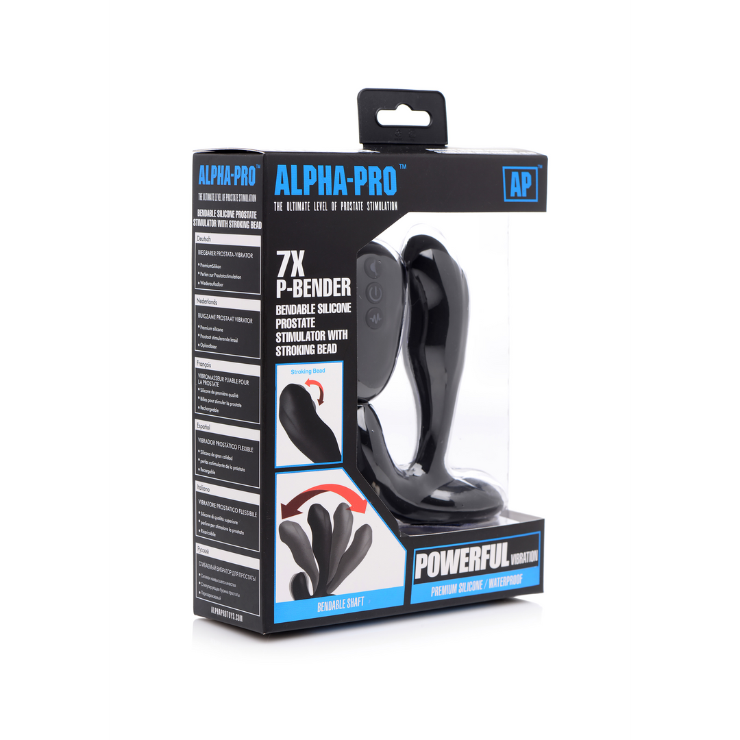 Prostata-Stimulator P-Bender biegbar mit 7 Geschwindigkeiten Schwarz 9,6 cm