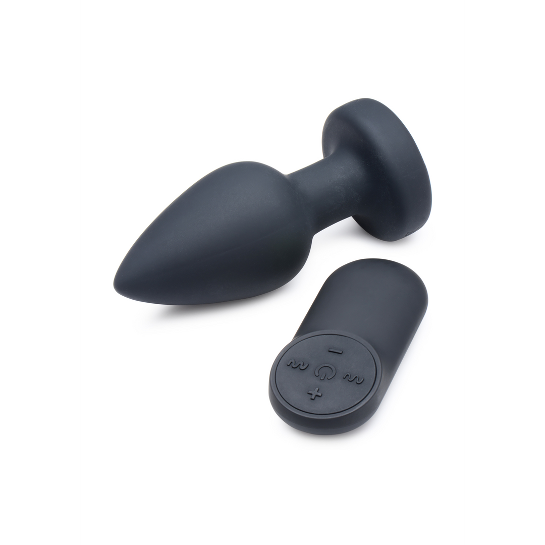 Analplug Silikon mit Vibration und LED Schwarz