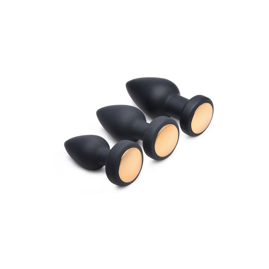 Analplug Silikon mit Vibration und LED Schwarz