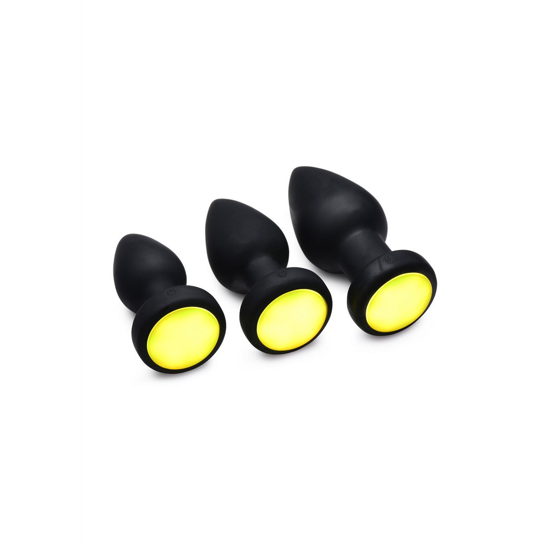 Analplug Silikon mit Vibration und LED Schwarz