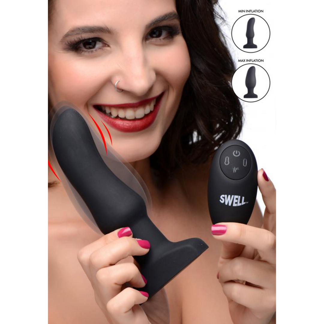 Analplug aufblasbar gebogen vibrierend Silikon Schwarz 13,1 cm