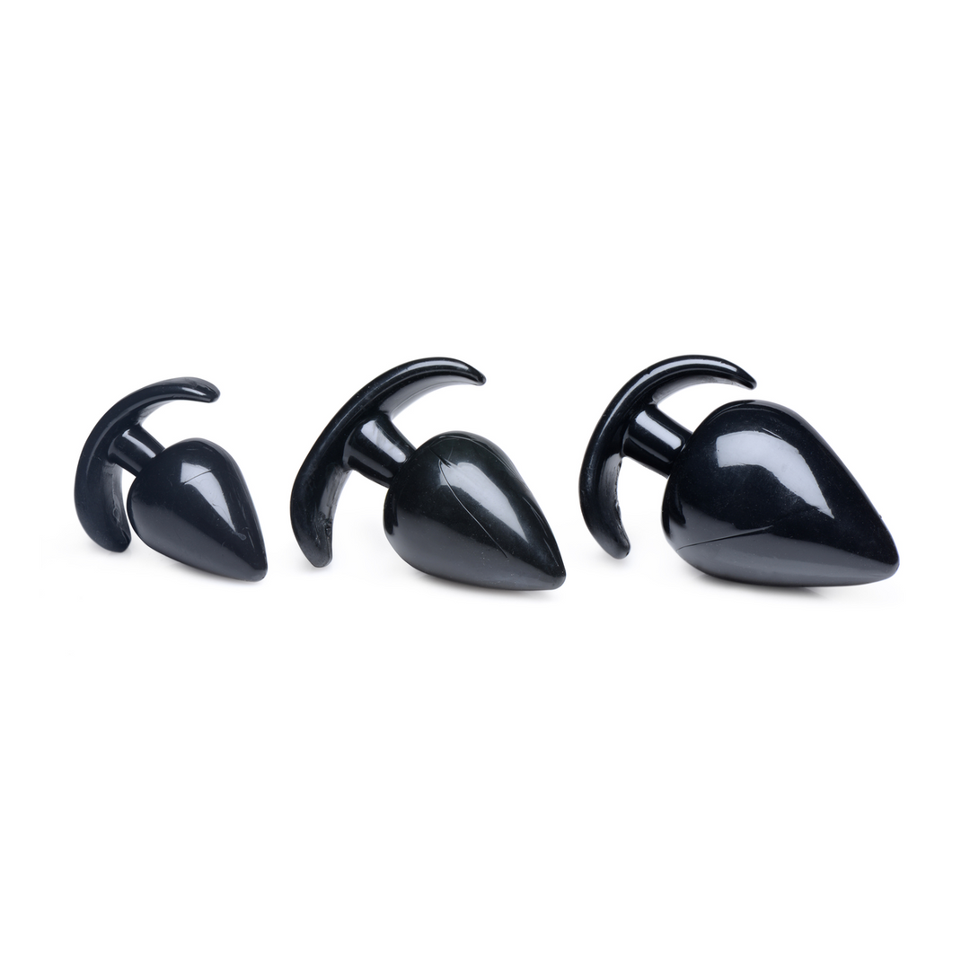 Analplug-Set Triple Spades 3 Teile Schwarz 11,3 cm