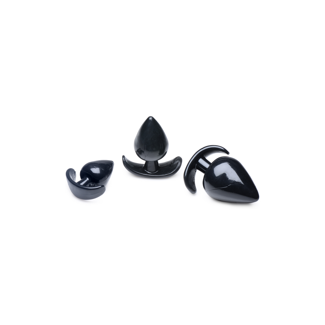 Analplug-Set Triple Spades 3 Teile Schwarz 11,3 cm