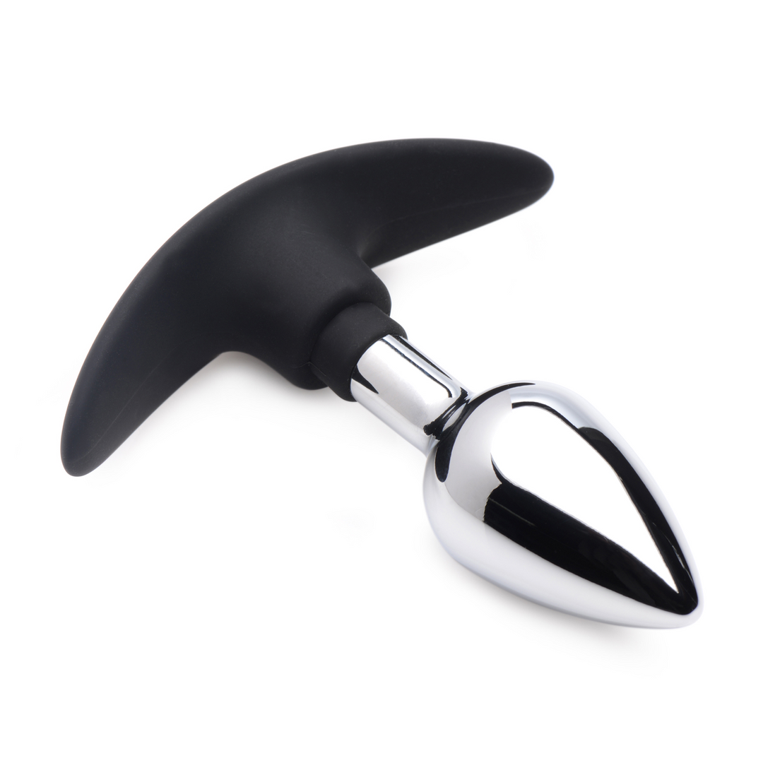 Analplug Dunkler Eindringling Metall und Silikon Silber