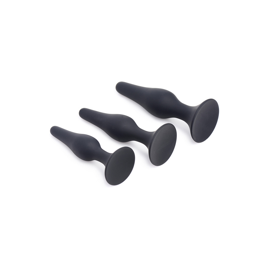 Anal-Set Triple Spire konisch Silikon 3 Teile Schwarz 8,4 x Ø 2,5 cm