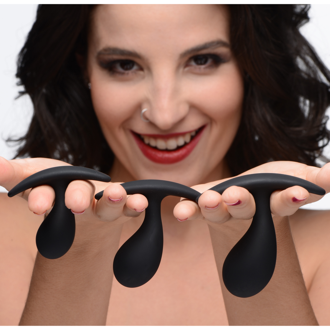 Anal-Set Dunkle Tropfen gebogen 3 Teile Schwarz 6,5 x Ø 8 cm
