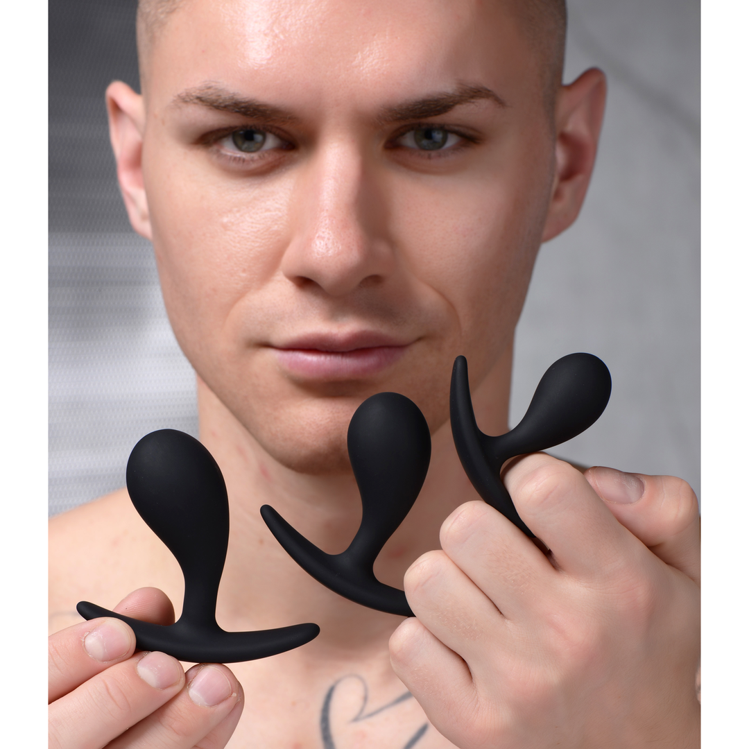 Anal-Set Dunkle Tropfen gebogen 3 Teile Schwarz 6,5 x Ø 8 cm