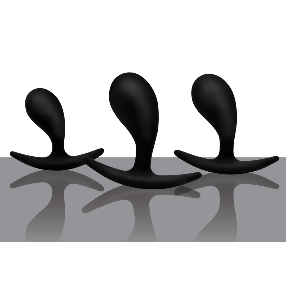 Anal-Set Dunkle Tropfen gebogen 3 Teile Schwarz 6,5 x Ø 8 cm