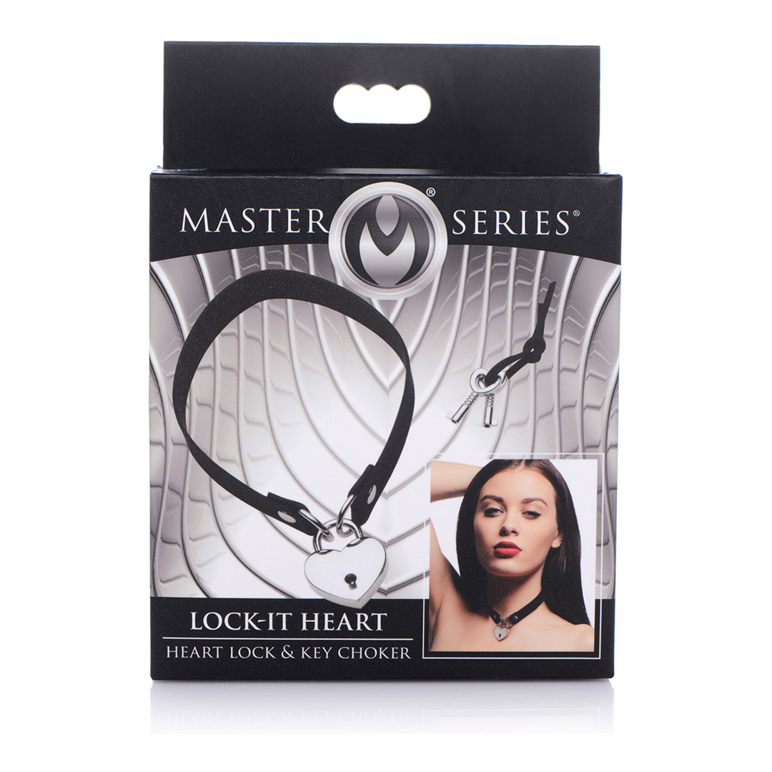 Choker Lock-It mit Herzschloss und Schlüssel Schwarz
