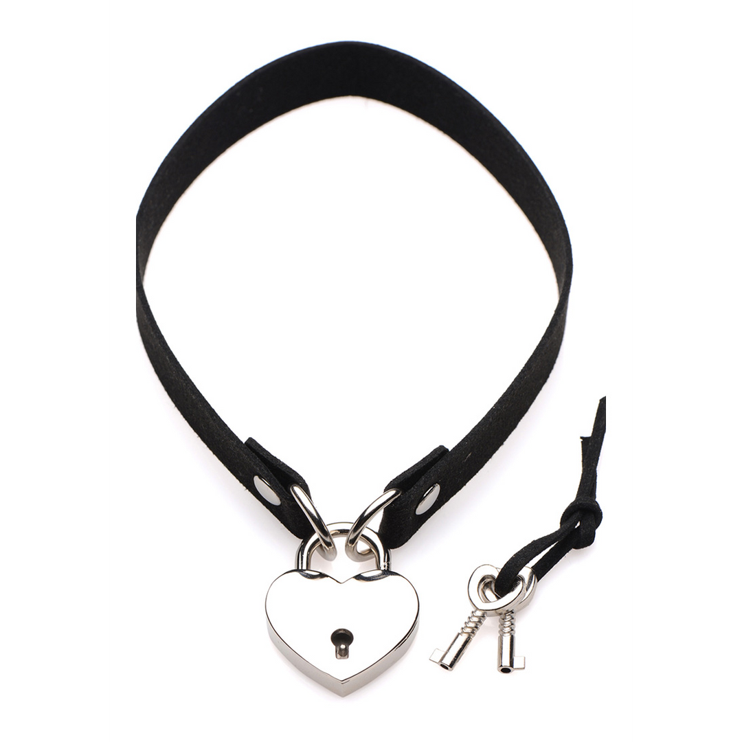Choker Lock-It mit Herzschloss und Schlüssel Schwarz
