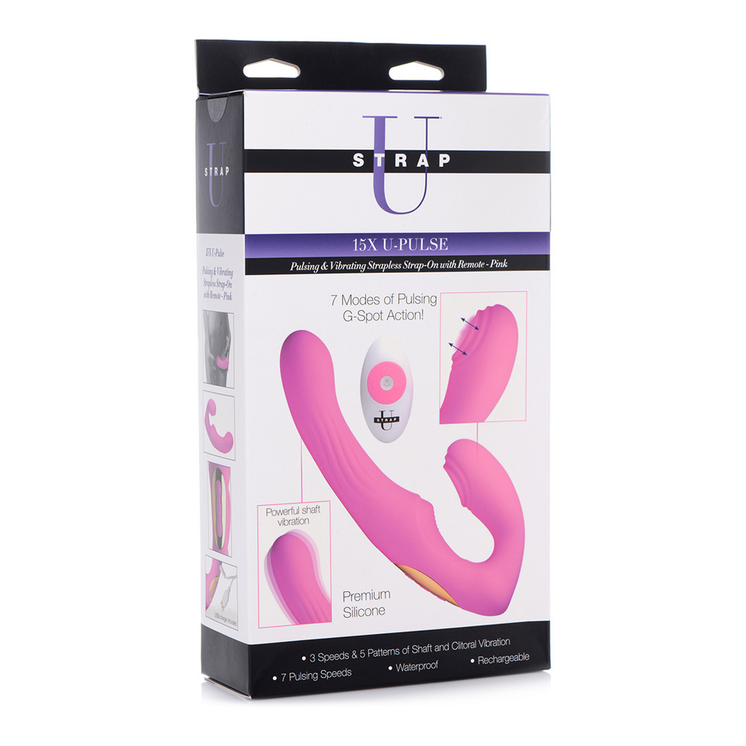 Strap-on U-Pulse Silikon pulsierend und vibrierend ohne Gurt Pink 13,7 x Ø 3,5 cm