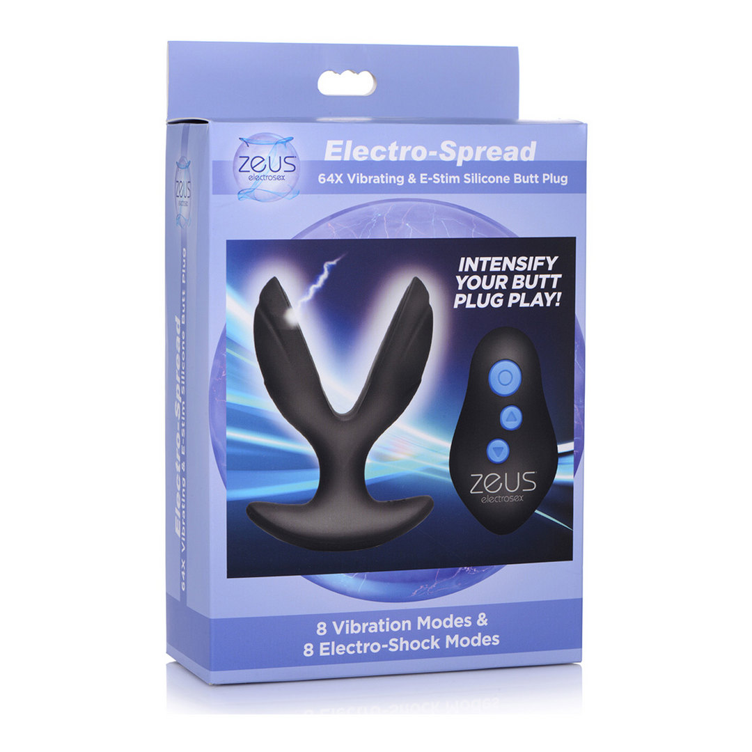 Analplug Elektro-Spread vibrierend mit E-Stim Silikon Schwarz 8,3 x Ø 5,8 cm