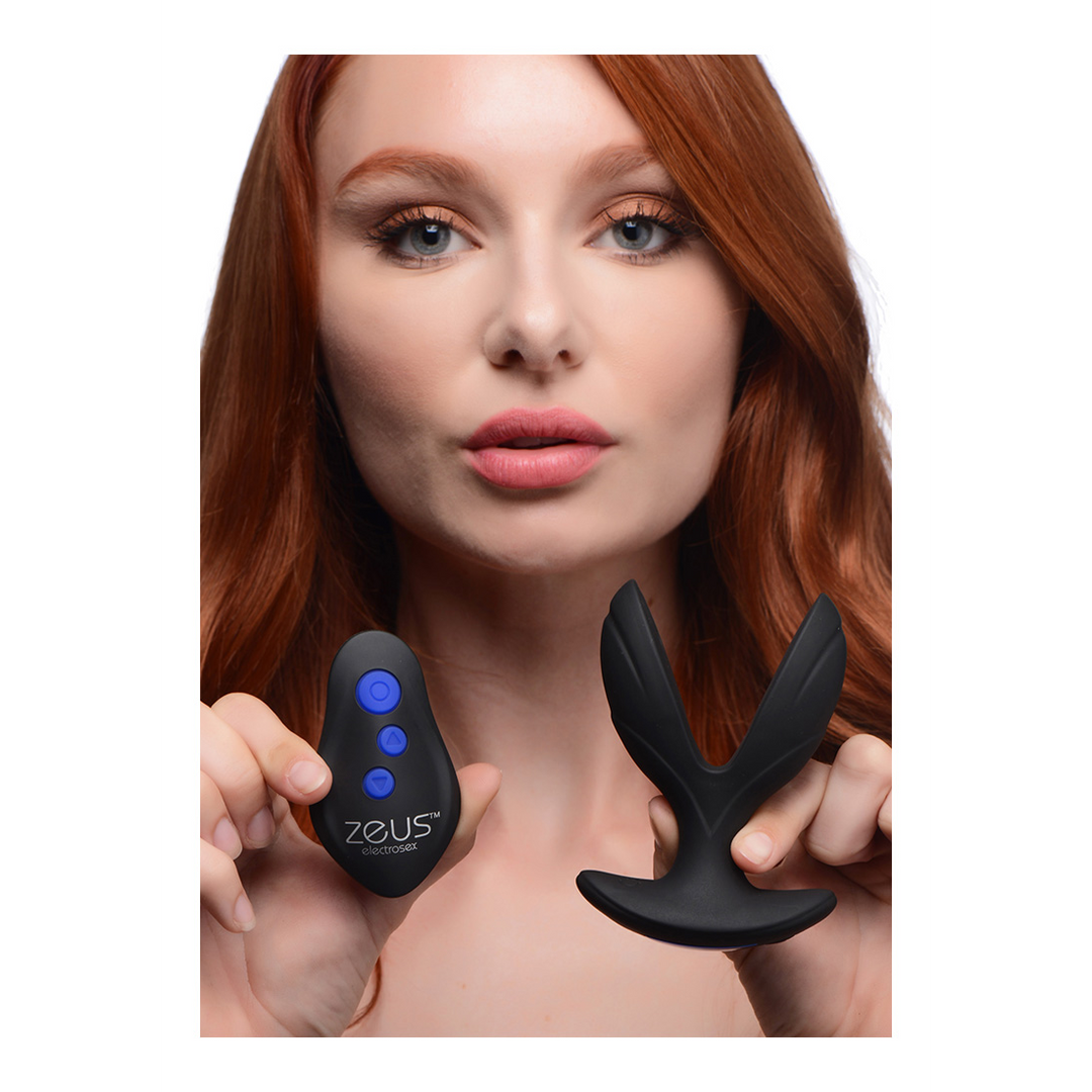 Analplug Elektro-Spread vibrierend mit E-Stim Silikon Schwarz 8,3 x Ø 5,8 cm