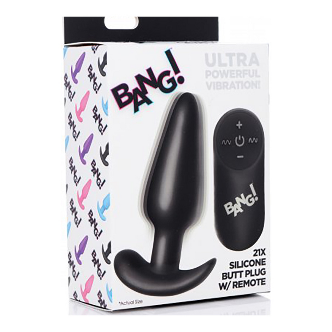 Analplug vibrierend Silikon mit Fernbedienung Schwarz 8,9 cm