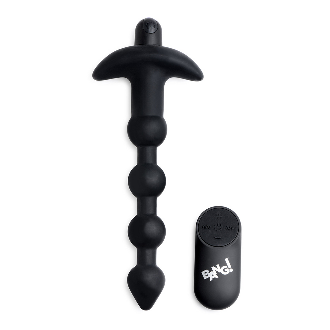 Analkette vibrierend Silikon mit Fernbedienung Schwarz 16,5 cm
